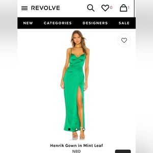 Revolve NBD Henrik Gown in Mint Leaf. Size M